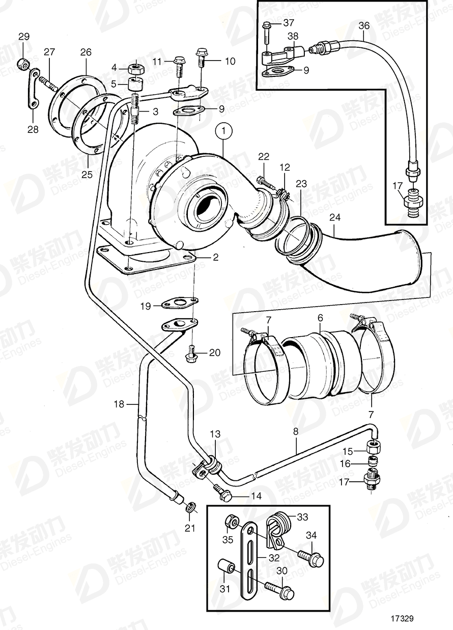 VOLVO Turbocharger 3802079 Drawing